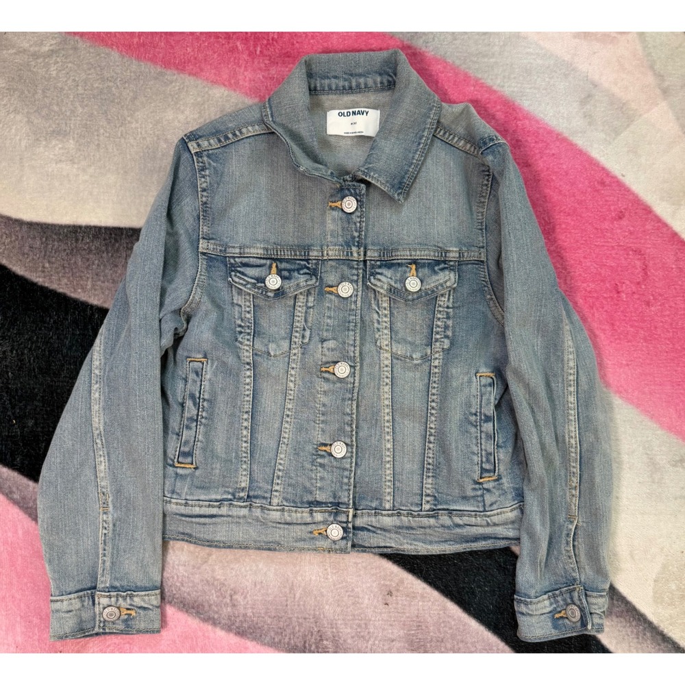 Old Navy Kids Medium 8 Denim Jacket Light Wash Trucker Jean Jacket NWT